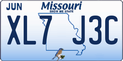 MO license plate XL7J3C