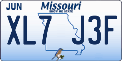MO license plate XL7J3F