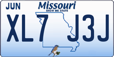 MO license plate XL7J3J
