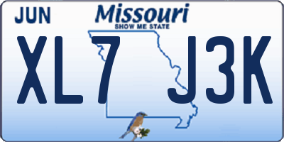 MO license plate XL7J3K