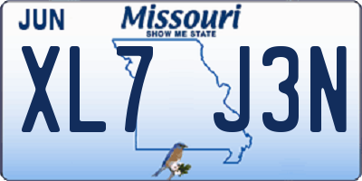 MO license plate XL7J3N