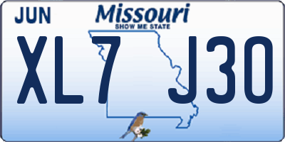 MO license plate XL7J3O
