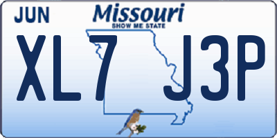 MO license plate XL7J3P