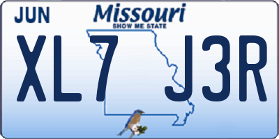 MO license plate XL7J3R