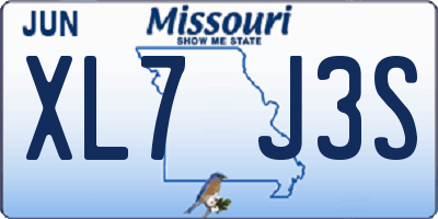 MO license plate XL7J3S