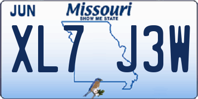 MO license plate XL7J3W