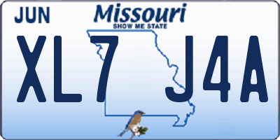MO license plate XL7J4A