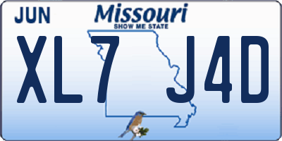 MO license plate XL7J4D