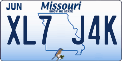 MO license plate XL7J4K