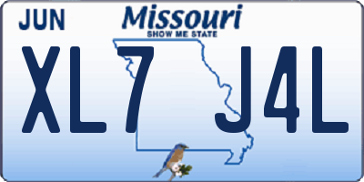 MO license plate XL7J4L