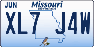 MO license plate XL7J4W