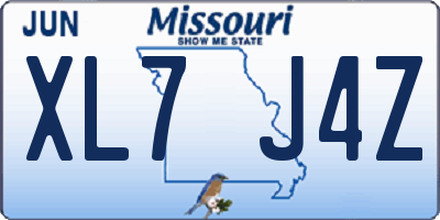 MO license plate XL7J4Z