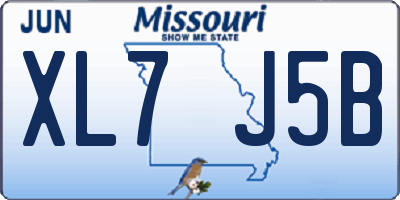 MO license plate XL7J5B