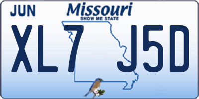 MO license plate XL7J5D