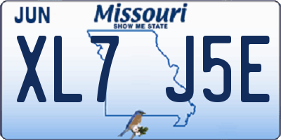 MO license plate XL7J5E