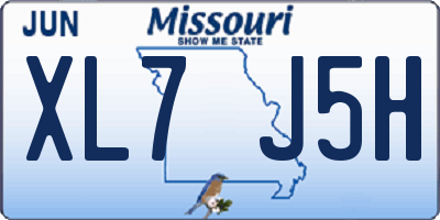 MO license plate XL7J5H
