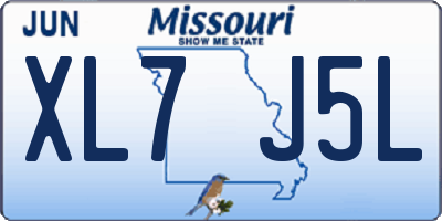 MO license plate XL7J5L