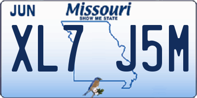 MO license plate XL7J5M