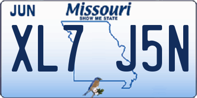 MO license plate XL7J5N
