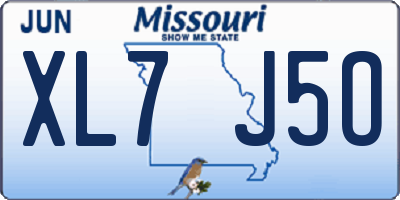 MO license plate XL7J5O