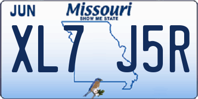 MO license plate XL7J5R