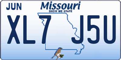 MO license plate XL7J5U
