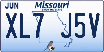 MO license plate XL7J5V