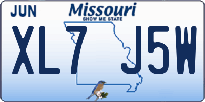 MO license plate XL7J5W