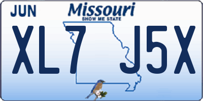 MO license plate XL7J5X