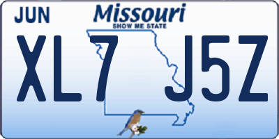 MO license plate XL7J5Z