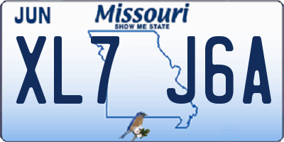 MO license plate XL7J6A