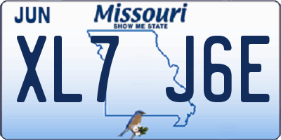 MO license plate XL7J6E