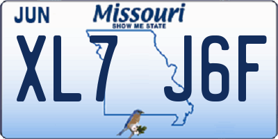 MO license plate XL7J6F