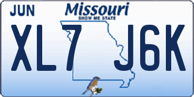 MO license plate XL7J6K
