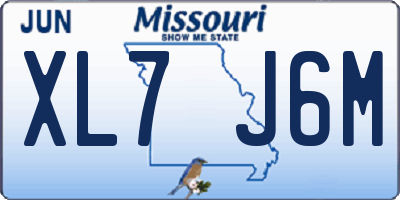 MO license plate XL7J6M