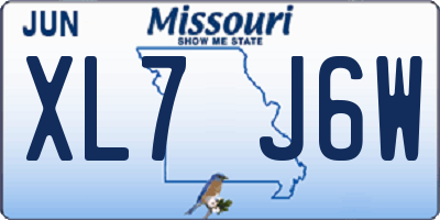 MO license plate XL7J6W