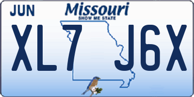 MO license plate XL7J6X