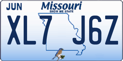MO license plate XL7J6Z