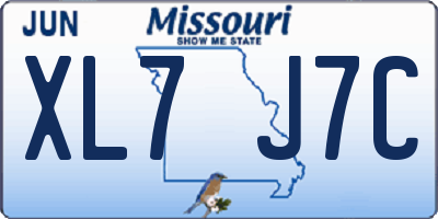 MO license plate XL7J7C