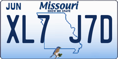 MO license plate XL7J7D