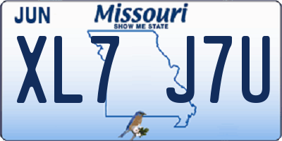 MO license plate XL7J7U