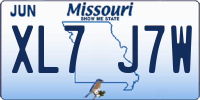 MO license plate XL7J7W