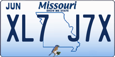MO license plate XL7J7X