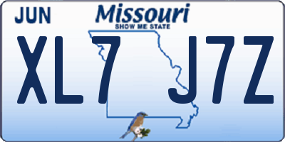 MO license plate XL7J7Z