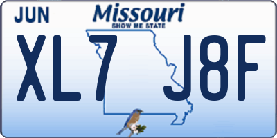 MO license plate XL7J8F
