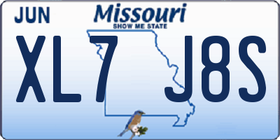 MO license plate XL7J8S