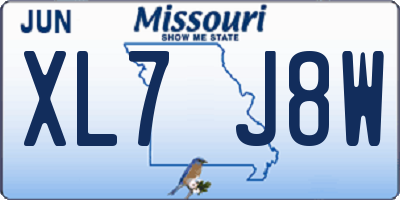 MO license plate XL7J8W