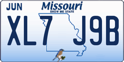 MO license plate XL7J9B