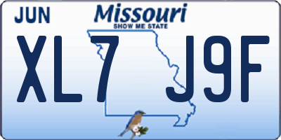MO license plate XL7J9F