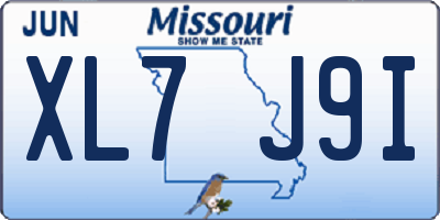 MO license plate XL7J9I
